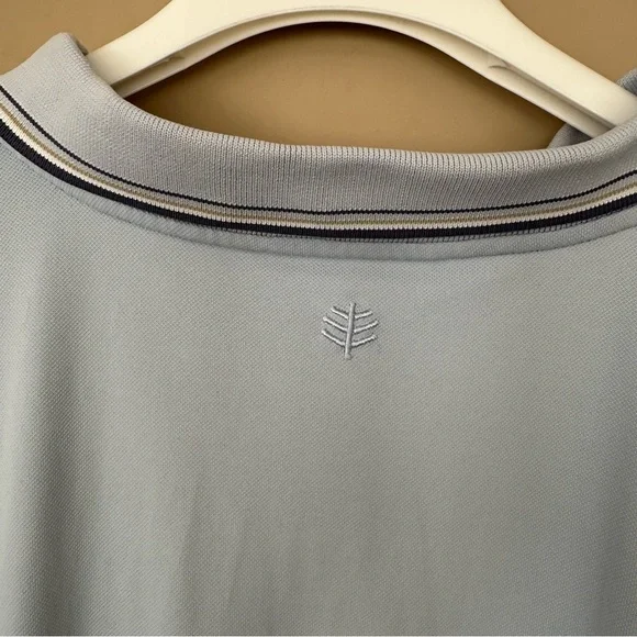 Coolibar Men XL Long Sleeve Vented Back Polo Shirt UPF 50 Sun Protection Blue - Picture 8 of 12